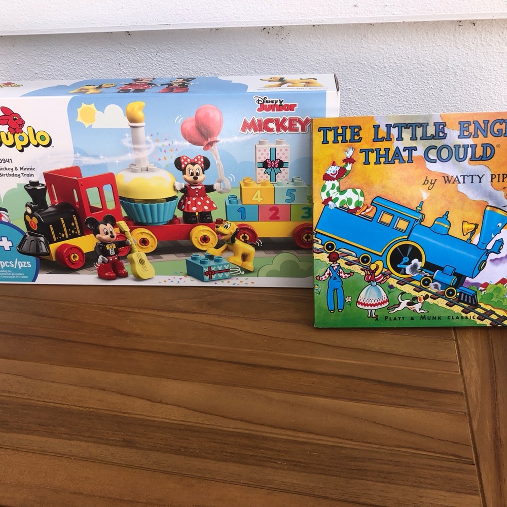 Set of Lego Duplo Mickey Birthday Train  and Book The Little Engine That Could